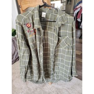 Flannel shirt with embroidery detail